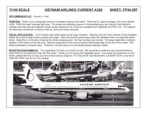 1/144 Scale Decal Vietnam Airlines A-320