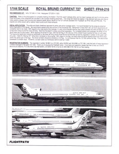 1/144 Scale Decal Royal Brunei 727-200