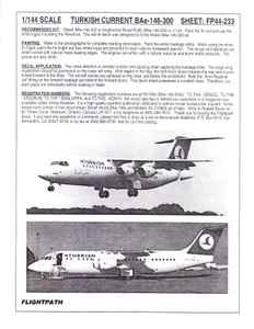 1/144 Scale Decal Turkish Air BAe-146