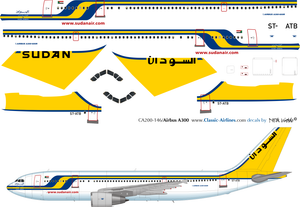 1/200 Scale Decal Sudan Airways A-300