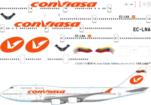 1/200 Scale Decal Conviasa 747-400