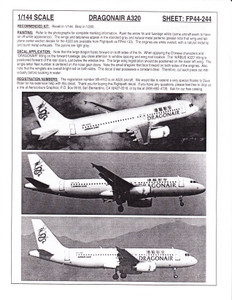 1/144 Scale Decal Dragonair A-320