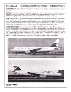 1/144 Scale Decal Croatia Airlines A-319 & A-320