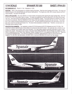 1/144 Scale Decal Spanair 767-300