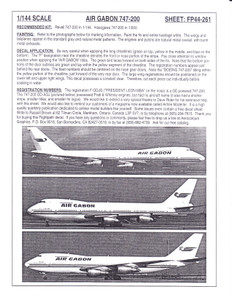 1/144 Scale Decal Air Gabon 747-200