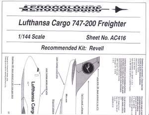 1/144 Scale Decal Lufthansa Cargo 747-200F