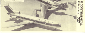 1/144 Scale Decal Continental 727-100 / 200