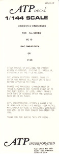 1/144 Scale Decal Cockpit & Windows VC-10 / BAC-111 / F-28