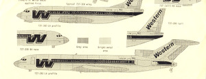 1/144 Scale Decal Western 727-200 / 737-200