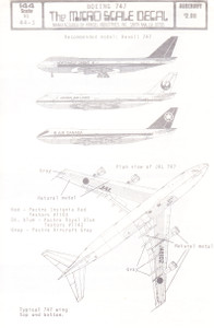 1/144 Scale Decal Northwest Orient / Japan Air Lines / Air Canada 747