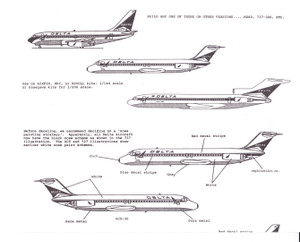 1/144 Scale Decal Delta 727 / 737 / DC-9 / MD-80