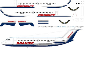 1/144 Scale Decal Braniff Express BAC-111