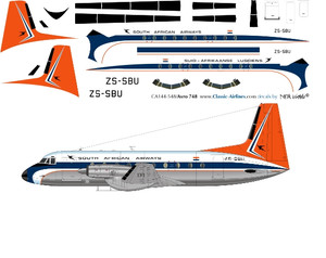 1/144 Scale Decal South African HS-748