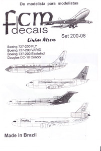1/200 Scale Decal FLY 727-200 / Varig 737-200 / Eastwind 737-200 / Condor DC-10