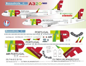1/144 Scale Decal TAP Air Portugal A-320 Classic & NEO
