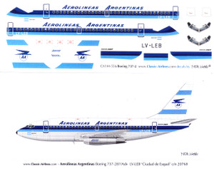 1/144 Scale Decal Aerolineas Argentinas 737-200 Exp