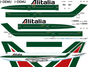 1/144 Scale Decal Alitalia 747-200