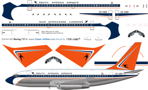 1/144 Scale Decal SAA - South African Airways 737-200