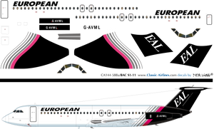 1/144 Scale Decal EAL European BAC-111 Black & Pink
