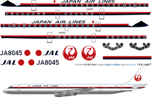 1/144 Scale Decal Japan Air Lines DC8-61
