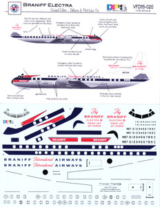 1/115 Scale Decal Braniff International Electra