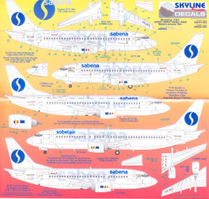 1/144 Scale Decal Sabena / Sobelair 737-200 / 300 / 400 / 500