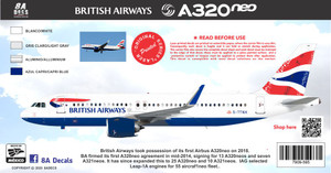 1/144 Scale Decal British Airways A-320 NEO