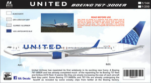 1/144 Scale Decal United Airlines 767-300ER 2019