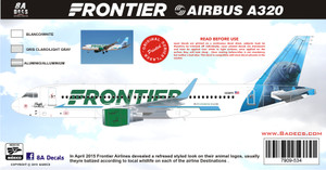 1/144 Scale Decal Frontier A-320 Hugh the Manatee