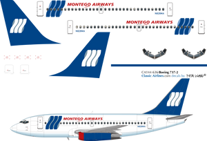 1/144 Scale Decal Montego Airways 737-200 (Manifest TV Show)