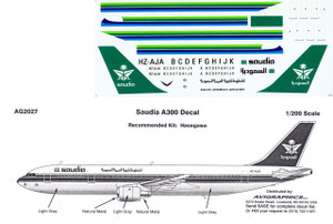 1/200 Scale Decal Saudia A-300