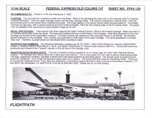 1/144 Scale Decal Federal Express 747-200F