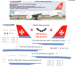 1/144 Scale Decal Air Malta A-320