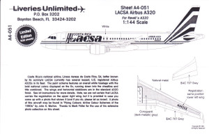1/144 Scale Decal Lacsa A-320