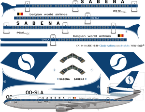 1/144 Scale Decal Sabena DC10-30