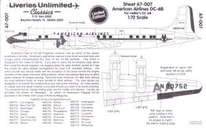 1/72 Scale Decal American Airlines DC-6B