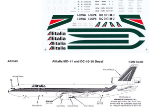 1/200 Scale Decal Alitalia DC10-30 / MD-11