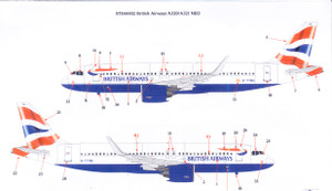 1/144 Scale Decal British Airways A-320 NE0 / A-321 NEO screen printed decal