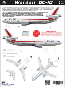 1/144 Scale Decal Wardair Canada DC-10