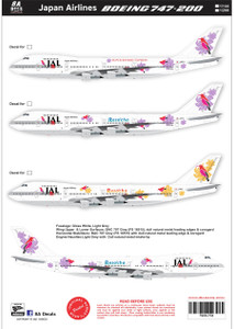 1/144 Scale Decal JAL - Japan Air Lines 747-200 Resocha BLUE