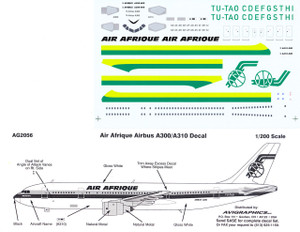 1/200 Scale Decal Air Afrique A-300 / A-310