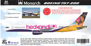 1/144 Scale Decal Monarch 757-200 HEDKANDI G-MOND