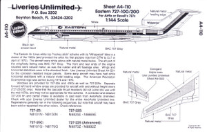 1/144 Scale Decal Eastern 727-100 / 200
