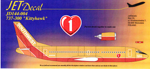 1/144 Scale Decal Southwest 737-300 Kittyhawk