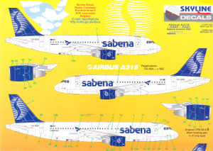 1/144 Scale Decal Sabena A-319 / 320 / 321