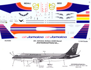 1/144 Scale Decal Air Jamaica A-320