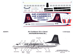 1/144 Scale Decal Air Caribbean YS-11