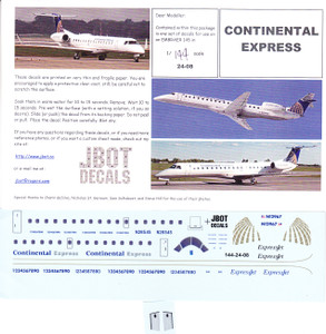 1/144 Scale Decal Continental Express / ExpressJet EMB-145