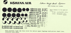 1/144 Scale Decal Korean Air A-300 / 1/200 Scale Decal Korean Air A-300 / 747