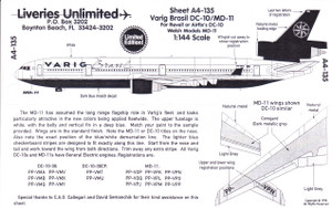 1/144 Scale Decal VARIG Brasil DC-10 / MD-11